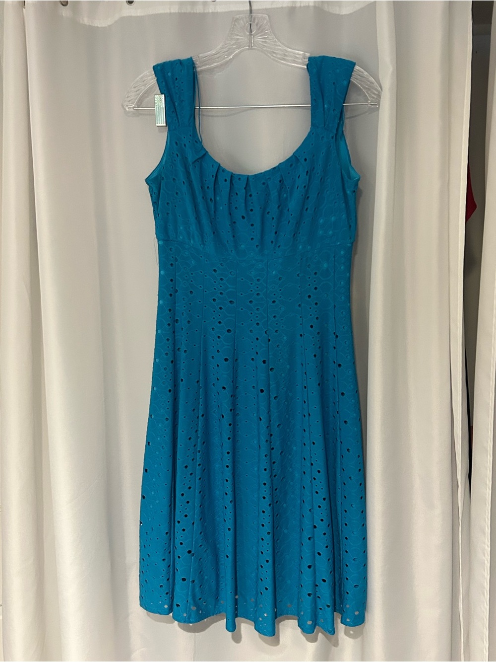 Ella Teal Blue Eyelet Midi Dress